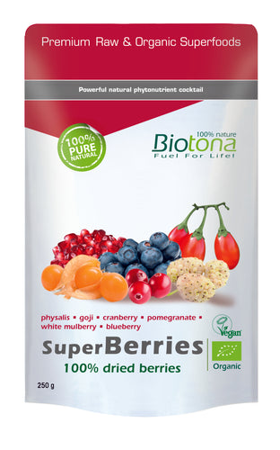 Superberries, fruta mali organike të thata, 250g